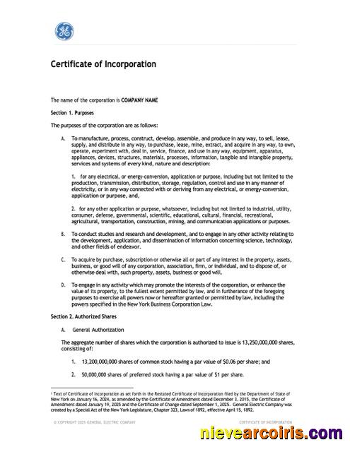 USA New York certificate of incorporation